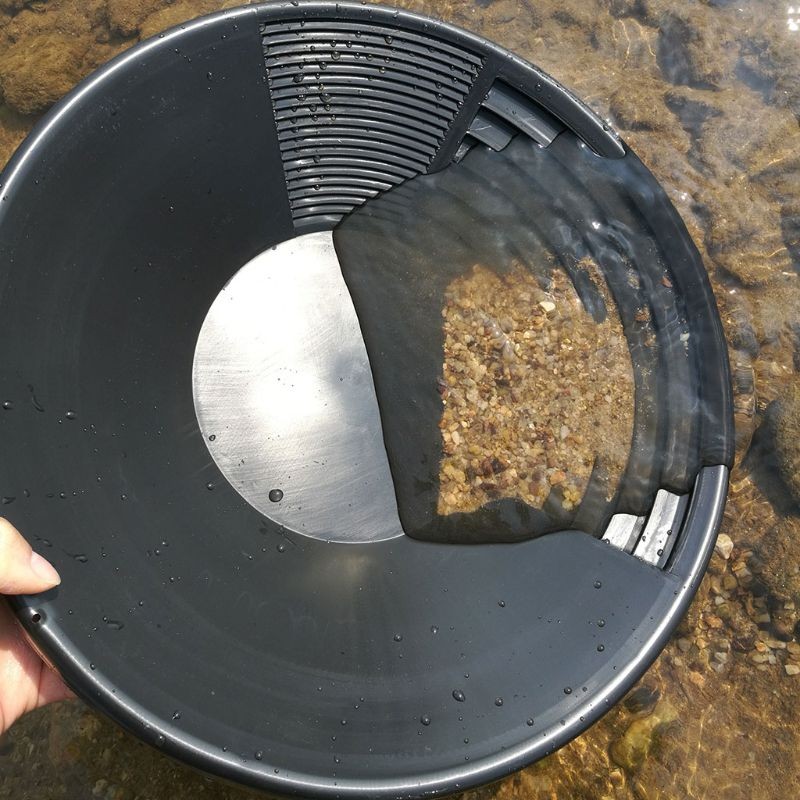 Black Plastic Gold Mining Pan with Two Types Riffles Prospecting Mining River