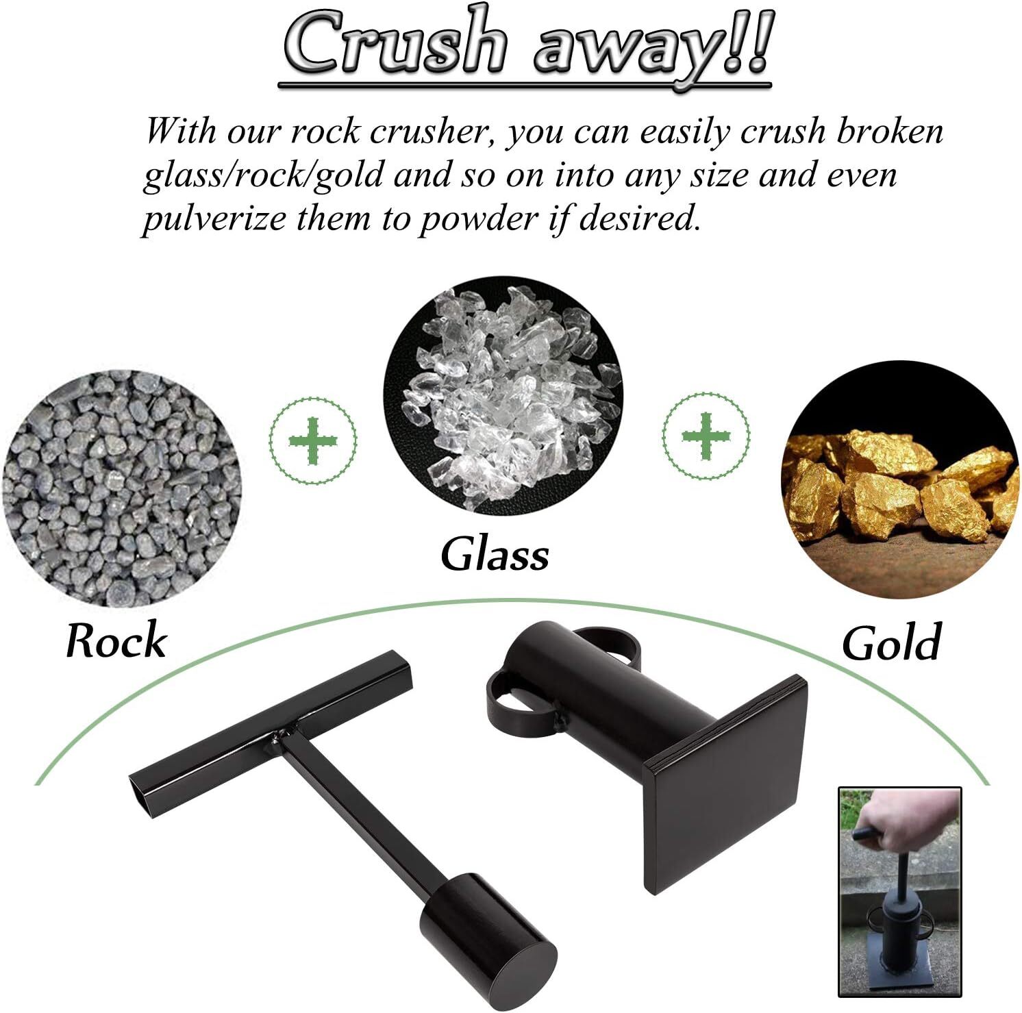 Rock Crusher Heavy Duty Frit Maker Glass Breaker Ore Crusher Gold Panning Tool