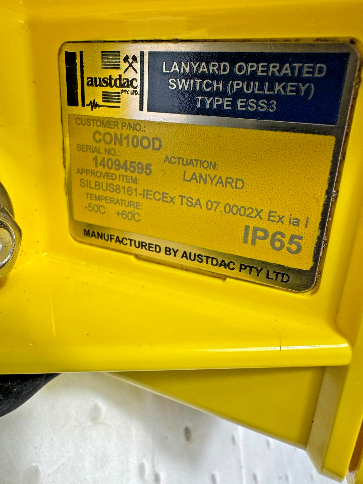 AUSTDAC Part No. SIG037C/D – ABMA4 I.S. Intercom & ESS3 Lanyard / Pullkey Unit