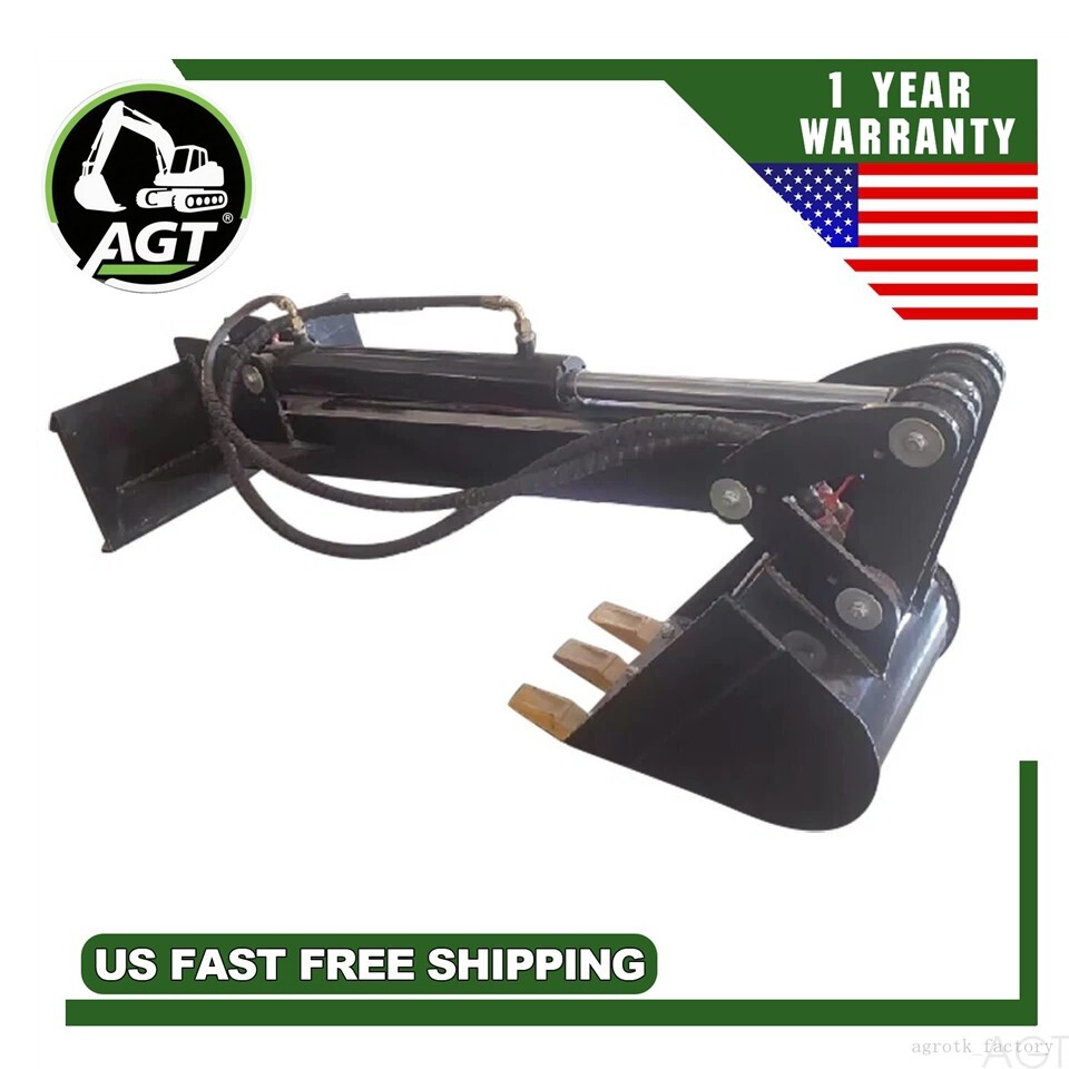 AGT 12” Digger Bucket Single Arm Digger Attachment for Mini Skid Steer