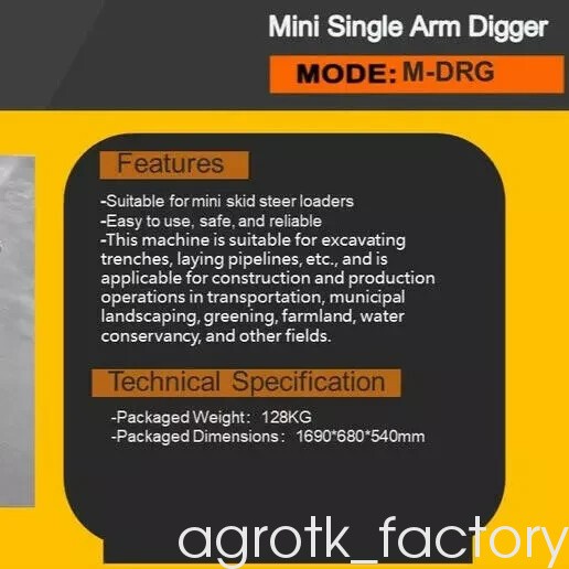 AGT 12” Digger Bucket Single Arm Digger Attachment for Mini Skid Steer