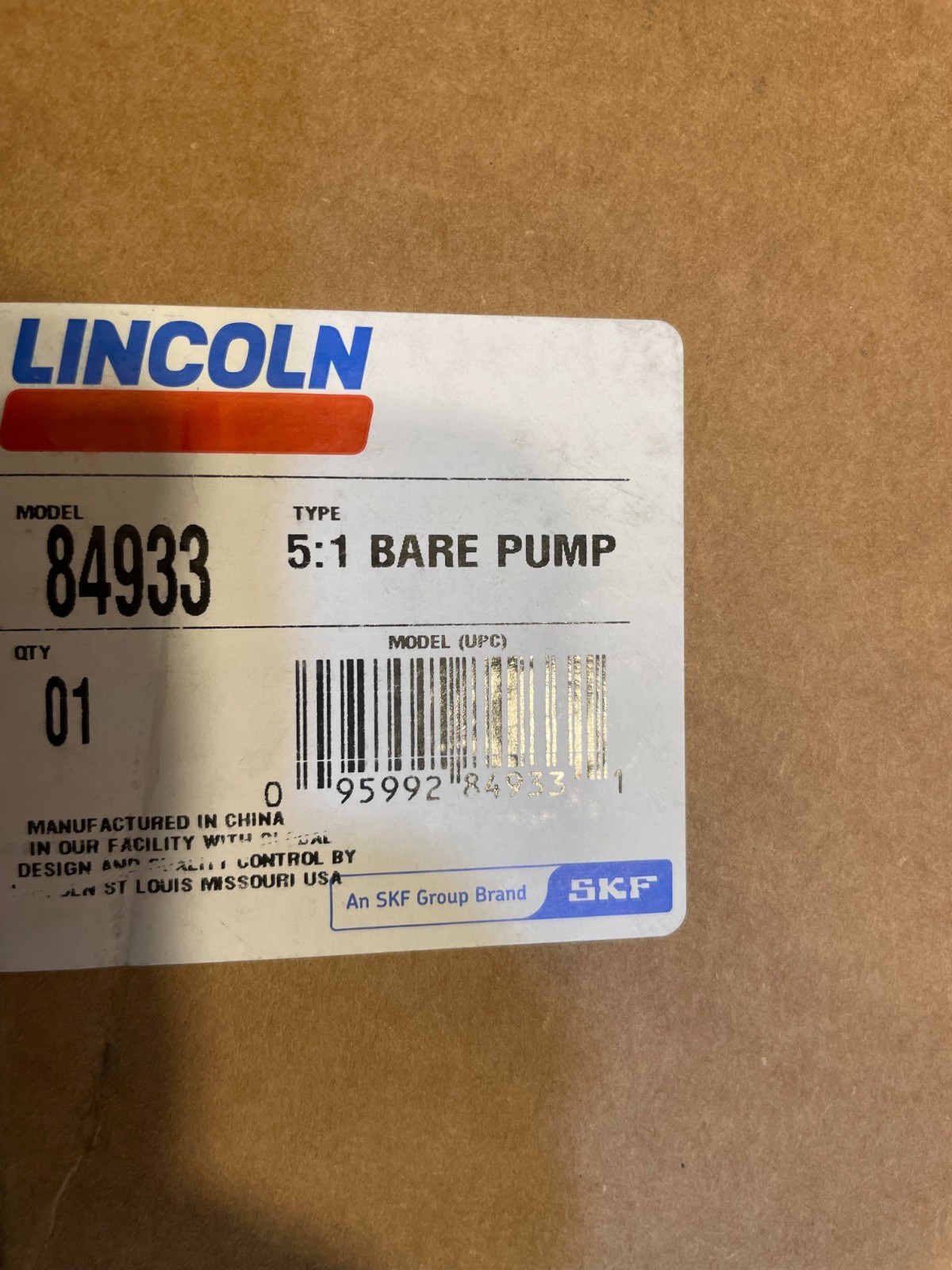 Lincoln Industrial SKF Oil Transfer Pump 5:1 Stub Tank Drum, Bung Mount 84933