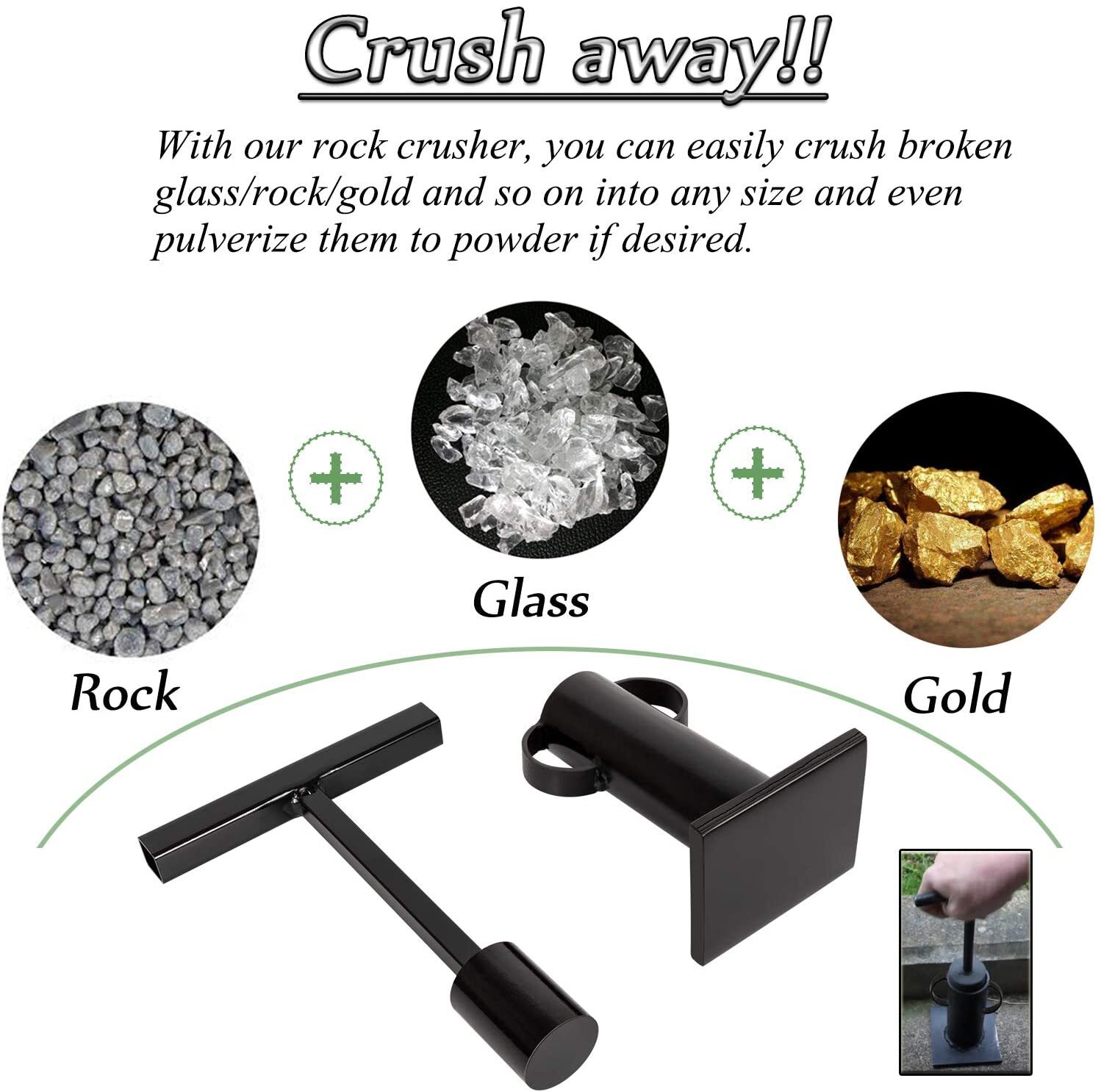 Rock Crusher Gold Prospecting Heavy Duty Frit Maker Glass Breaker Ore Crusher