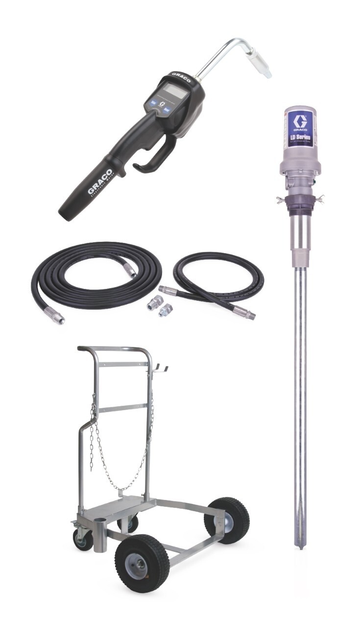 GRACO 24H940 55GAL MOBILE OIL PACKAGE, 5:1 OIL PUMP, CART, EM8 ELECTRIC METER