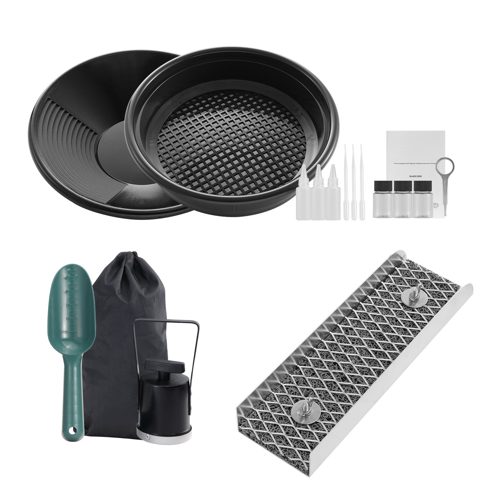 Uimoso Gold Panning Kit With Sluice Box12″ Aluminum Gold Mining Equipment 16 PCS