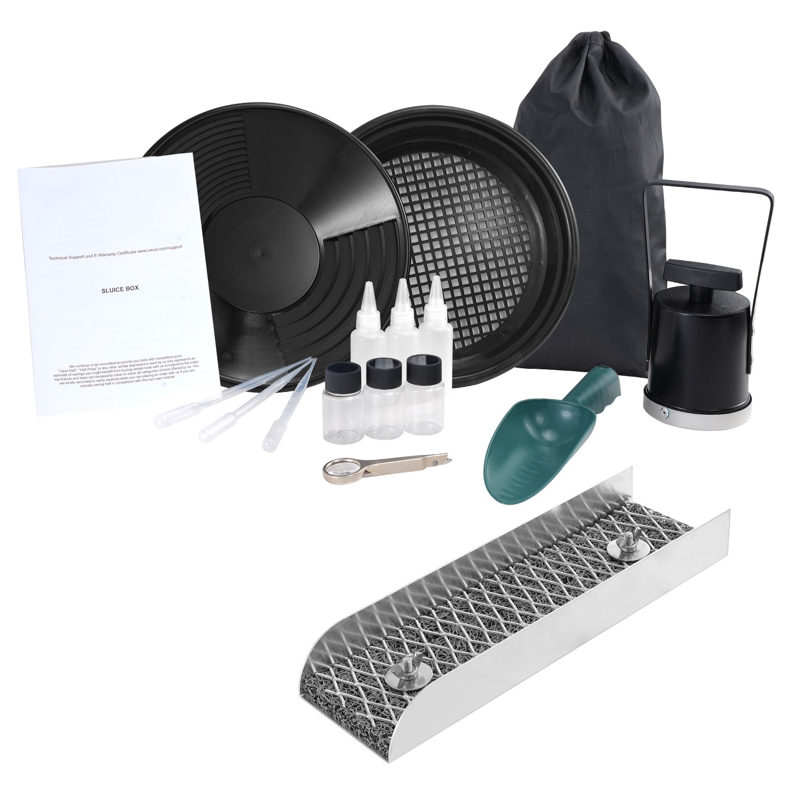 Uimoso Gold Panning Kit With Sluice Box12″ Aluminum Gold Mining Equipment 16 PCS