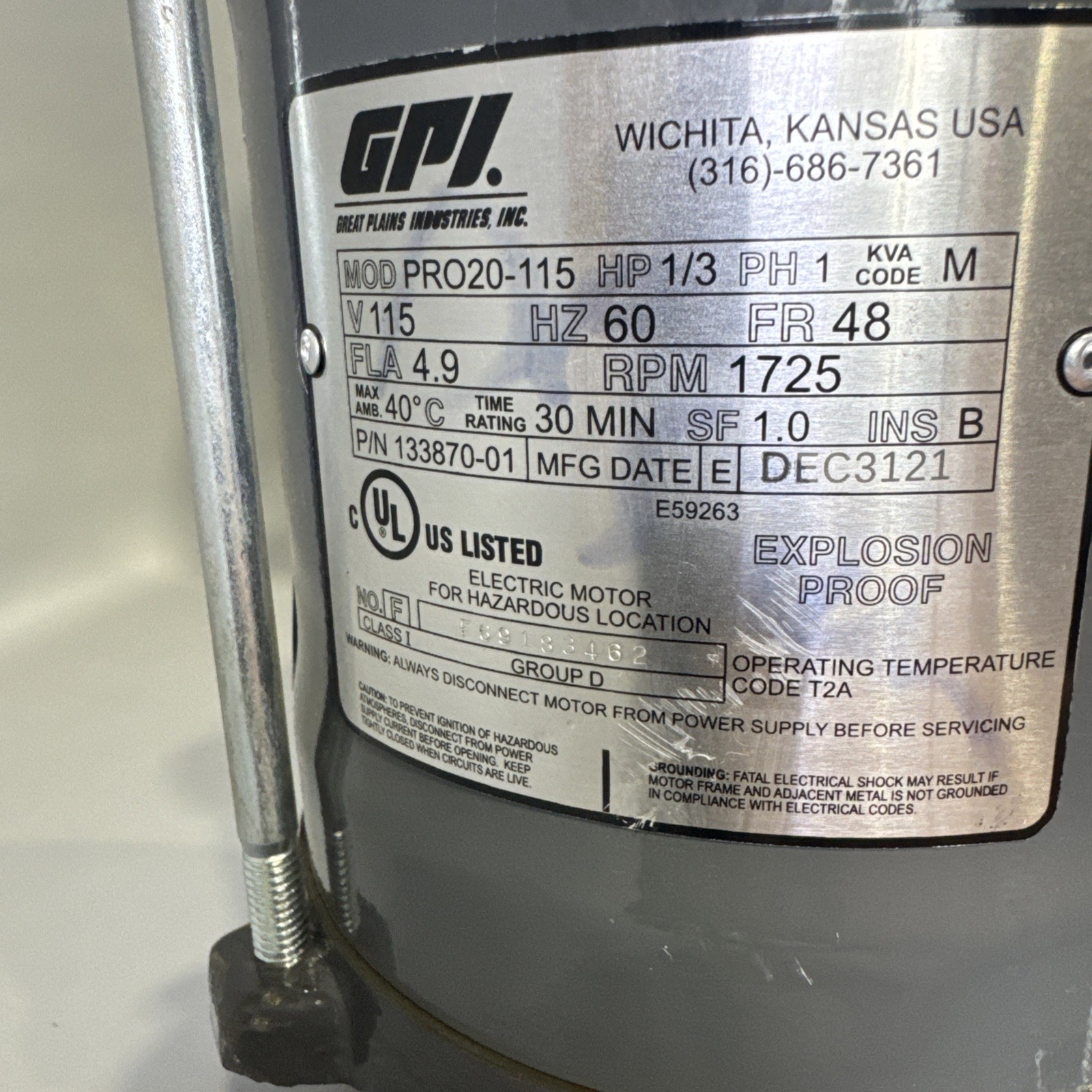 GPI 504000-01 35 GPM 115V FUEL TRANSFER PUMP MODEL PRO35-115PO