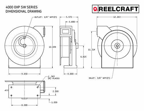 REELCRAFT 4435 OLP 1/4 x 35 ft Hose Reel Industrial Air & water, 300 PSI, USA
