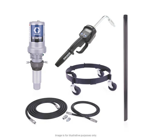 GRACO 25C551 16GAL MOBILE PUMP PACKAGE FOR OIL, 3:1 PUMP, METER, HOSE, DOLLY