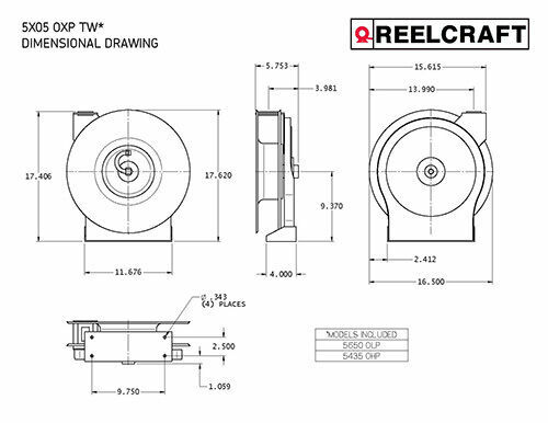 REELCRAFT 5650 OLP 3/8 x 50 ft Hose Reel Industrial Air & water Reel, USA MADE