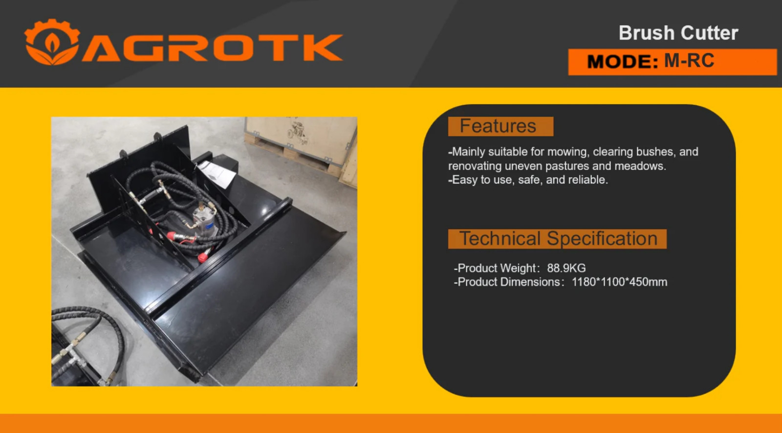 New AGT M-RC Mini Skid Steer Brush Cutter