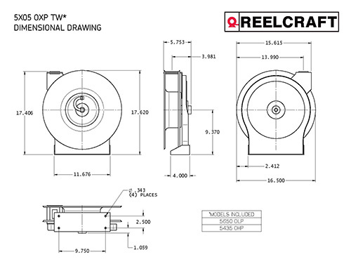 REELCRAFT 5650 OLP 3/8 x 50 ft Hose Reel Industrial Air & water Reel, USA MADE