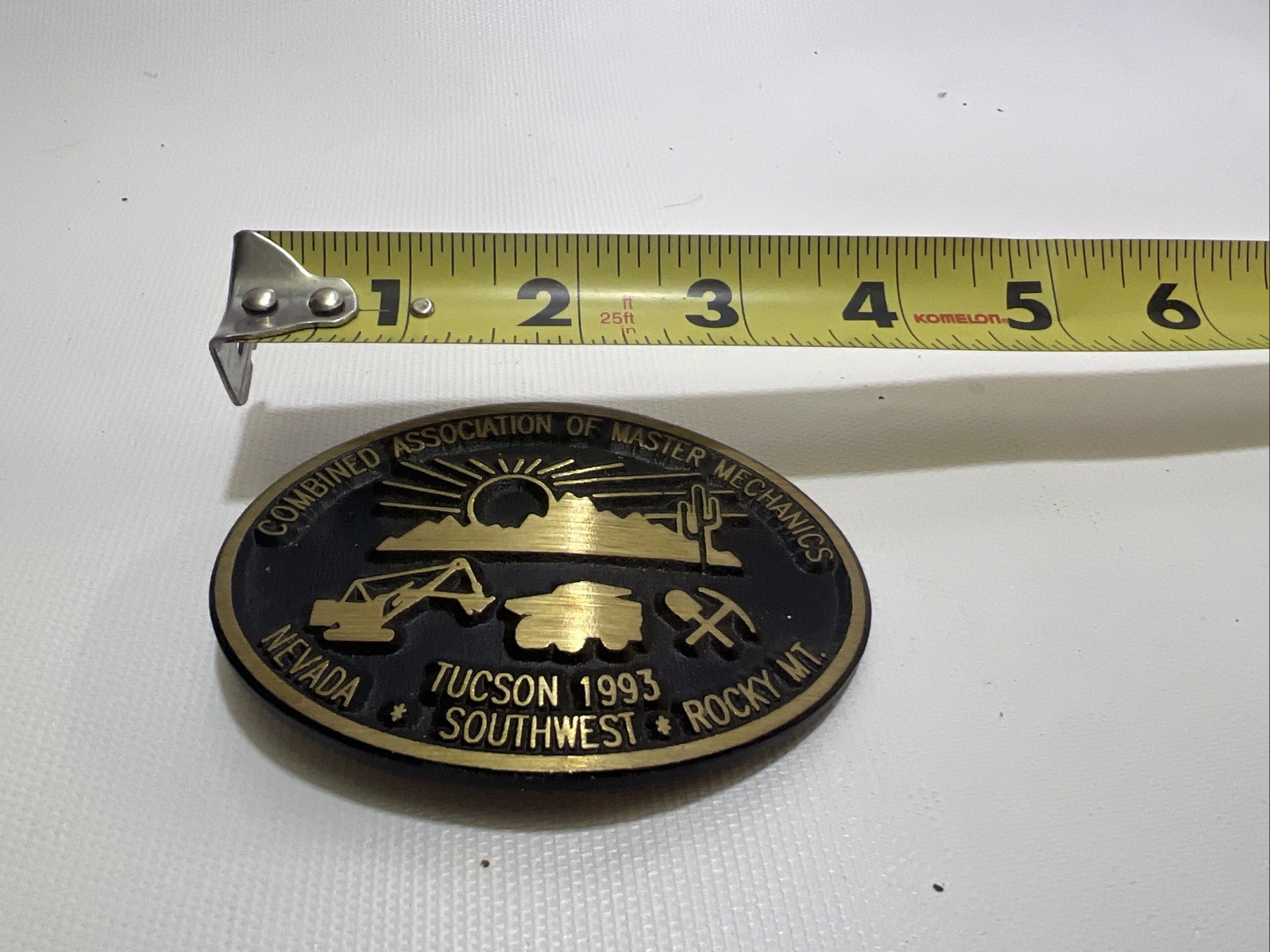 Lot Of 3 BRASS BELT BUCKLES ADVERTISING EVENT TRICON YELLOW STRAND MECHANICS