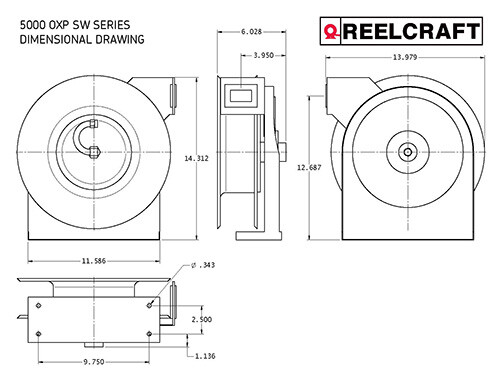 REELCRAFT 5635 OLP 3/8 x 35 ft Hose Reel Industrial Air & water, 300 PSI, USA