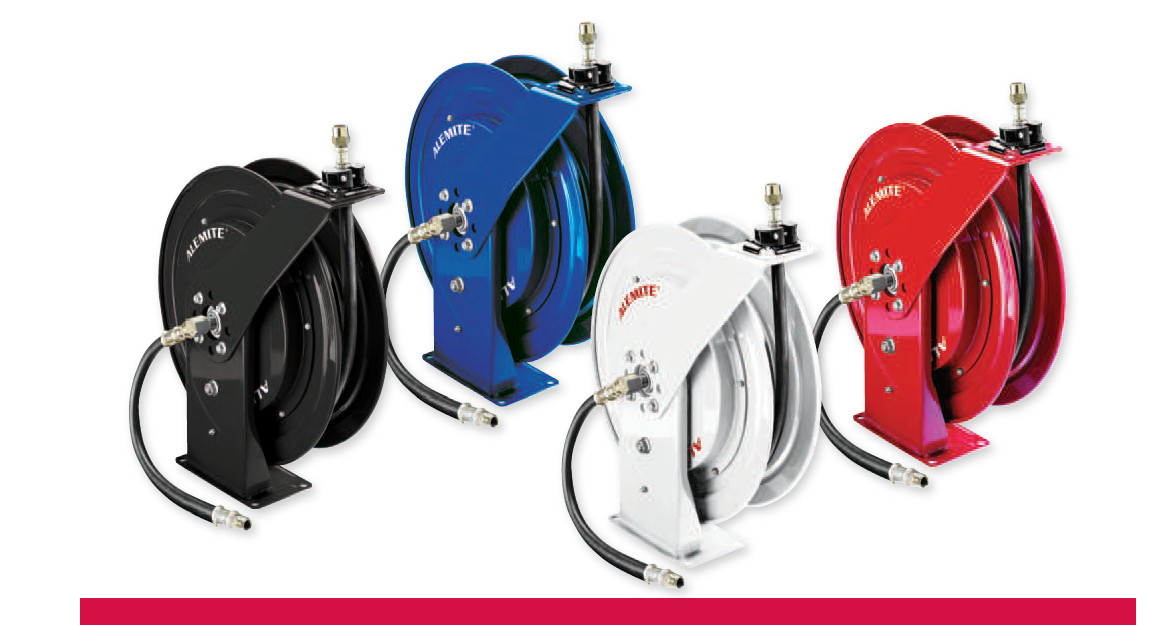 Alemite SKF 8078-D Oil Hose Reel 1/2” x 50ft w/ Hose, Stop, & Whip Hose
