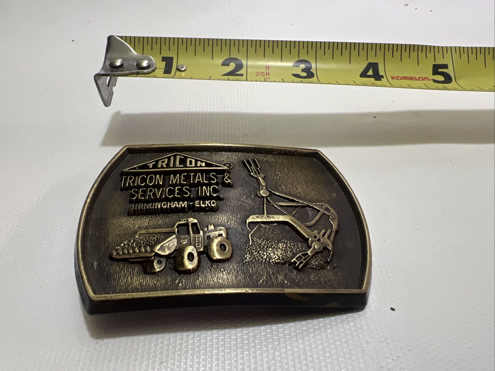 Lot Of 3 BRASS BELT BUCKLES ADVERTISING EVENT TRICON YELLOW STRAND MECHANICS